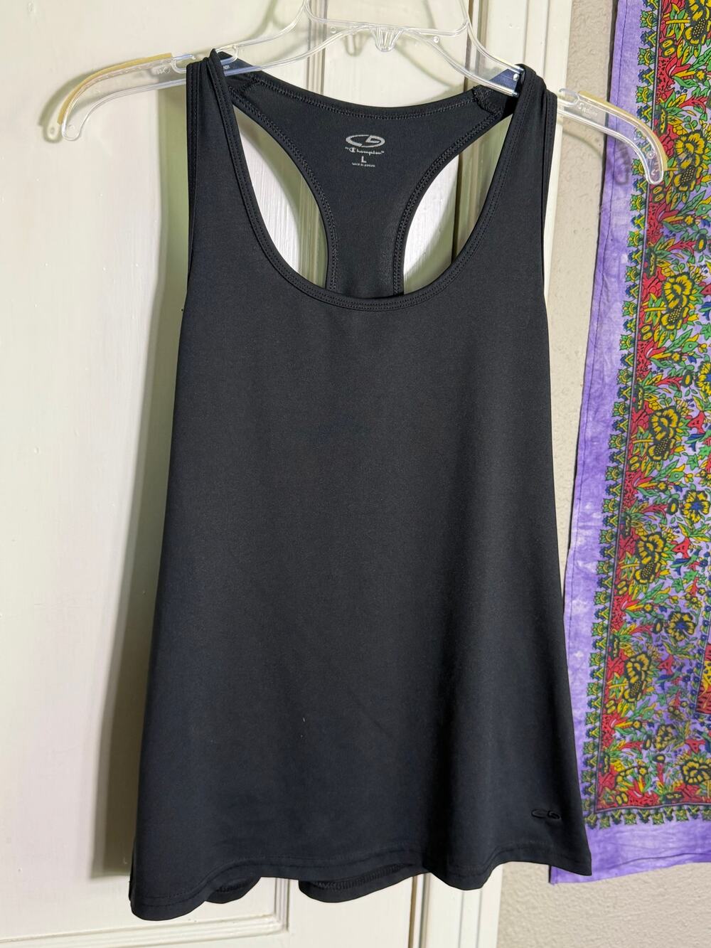 Champion Black Racerback Workout Tank Top Flowy Athletic Yoga - Large